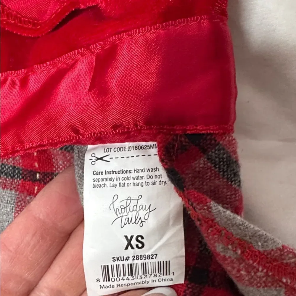 Dog Red Plaid Dress with Bow.